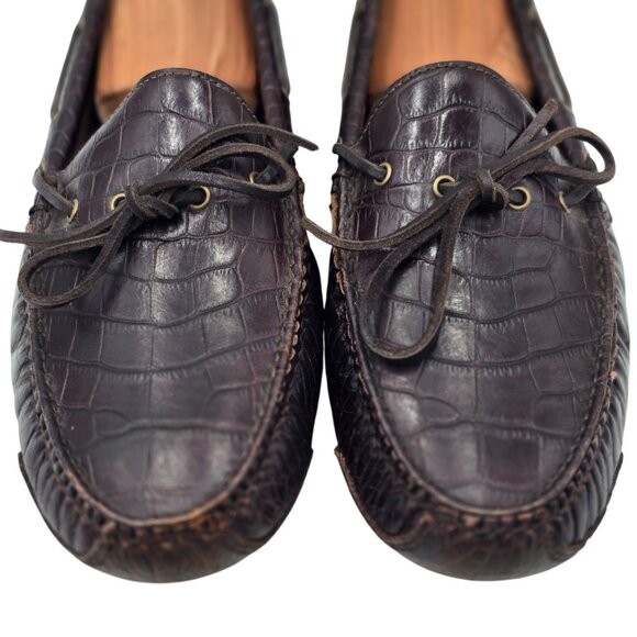 Cole Haan Men's 12D Brown Crocodile Embossed Leather Dress Shoes Driving Loafers - Picture 2 of 10